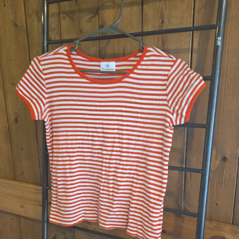 Red and White Striped Women's Top